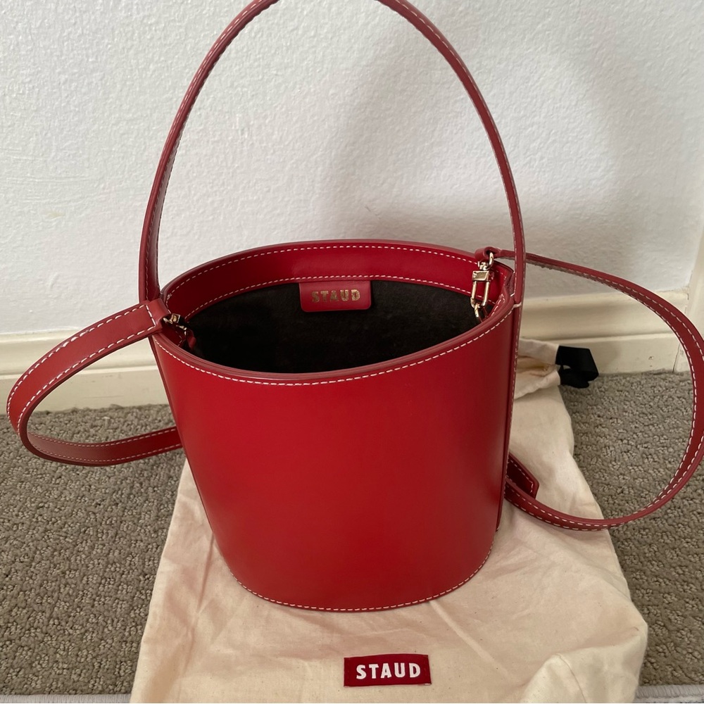 STAUD Red Bucket Bag